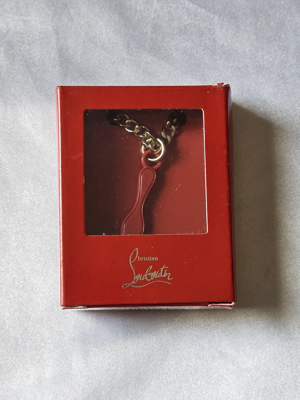 Christian Louboutin Red Enamel Heel Charm Necklace with Gold Chain